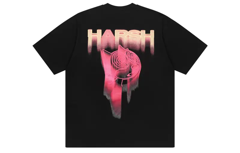 HARSH AND CRUEL T Shirts Unisex Black Crew Neck Moderate Straight Fit