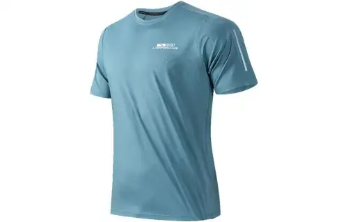 ANTA T Shirts Men's Path Gray Blue Crew Neck Moderate Straight Fit