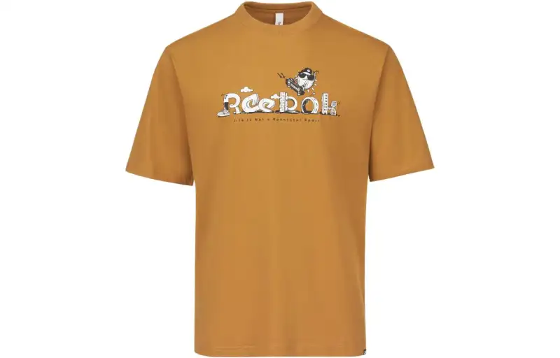 Reebok T Shirts Unisex Brown Crew Neck Moderate Straight Fit