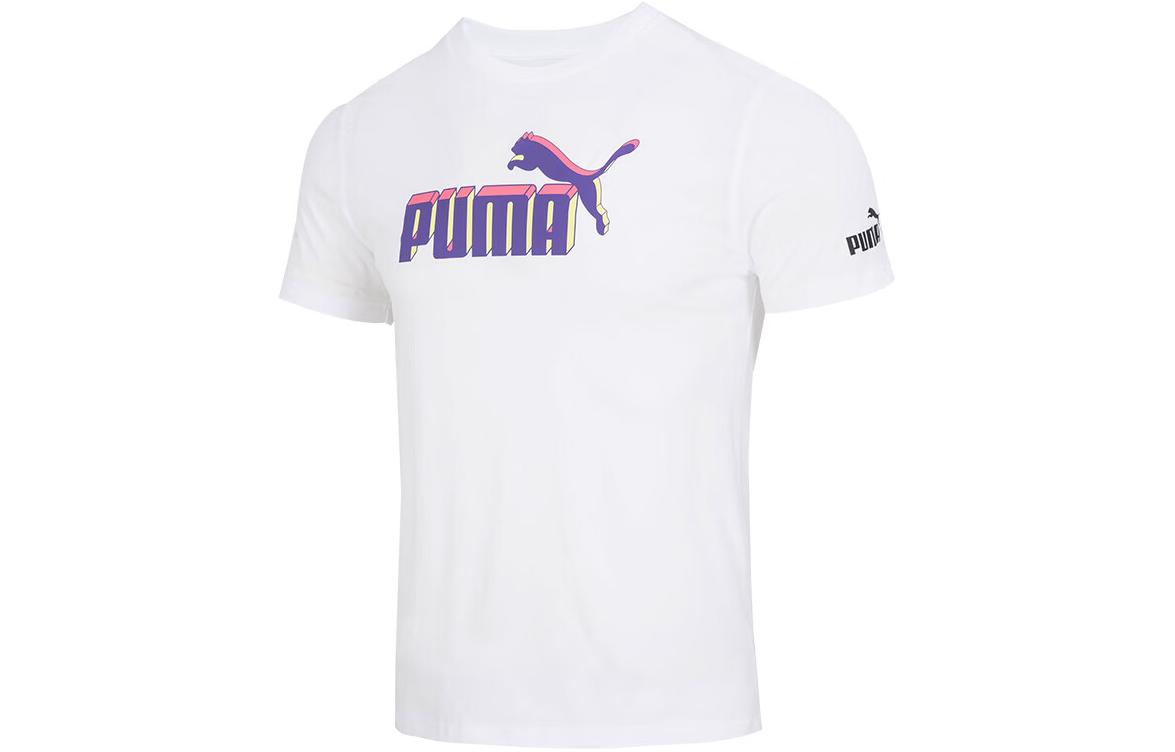 PUMA Puma, retro sports comfortable breathable quick dry white short sleeve T-shirt for gym for training, American style