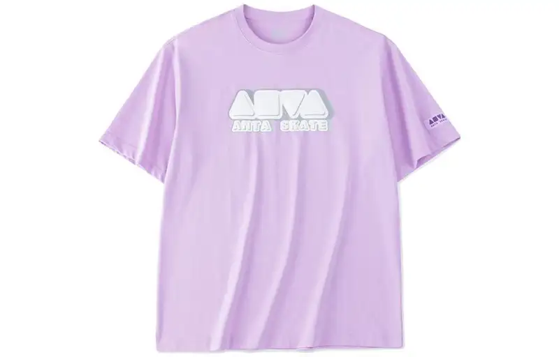 ANTA Life Collection T Shirts Unisex Light Pink Purple Crew Neck Moderate Straight Fit