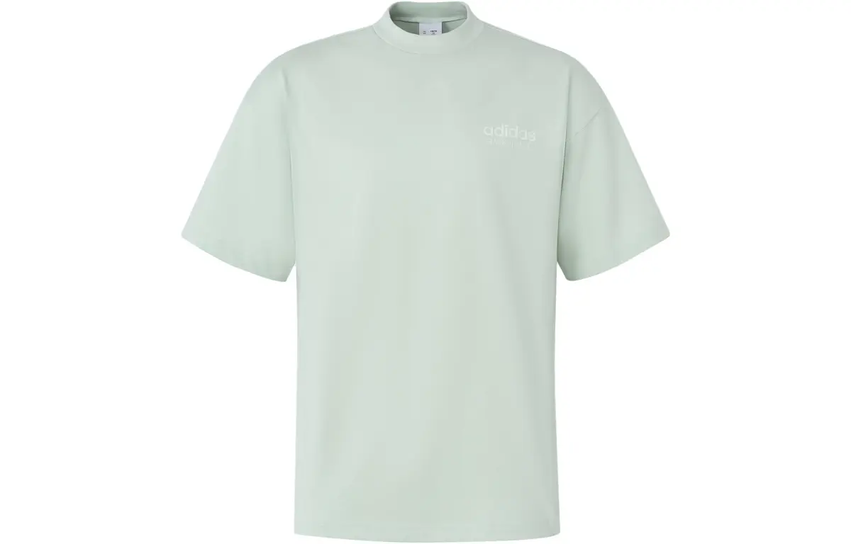 Adidas T-Shirts Men's Linen Green Crew Neck Moderate Straight Fit