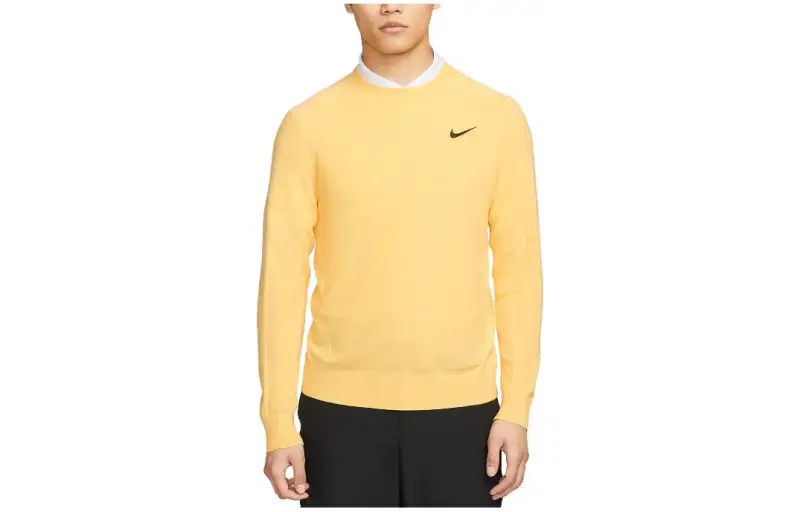 Nike T Shirts Men's Yellow Crew Neck Moderate Straight Fit
