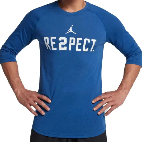 Jordan T Shirts Men's Blue Crew Neck Thin Straight Fit