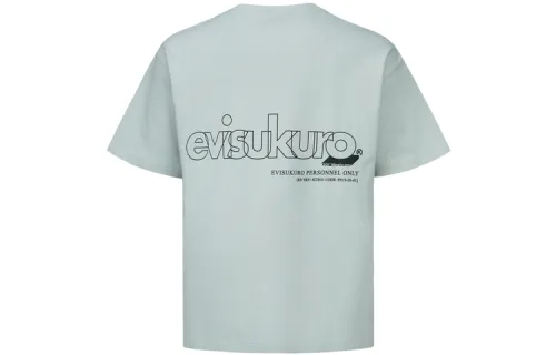 EVISU T Shirts Men's Light Gray Crew Neck Moderate Straight Fit