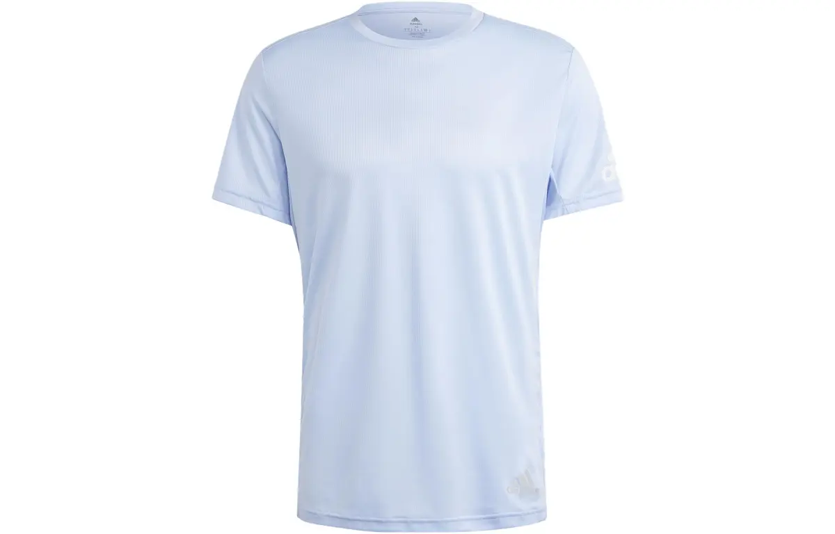 Adidas T-Shirts Men's Light Blue Crew Neck Moderate Straight Fit