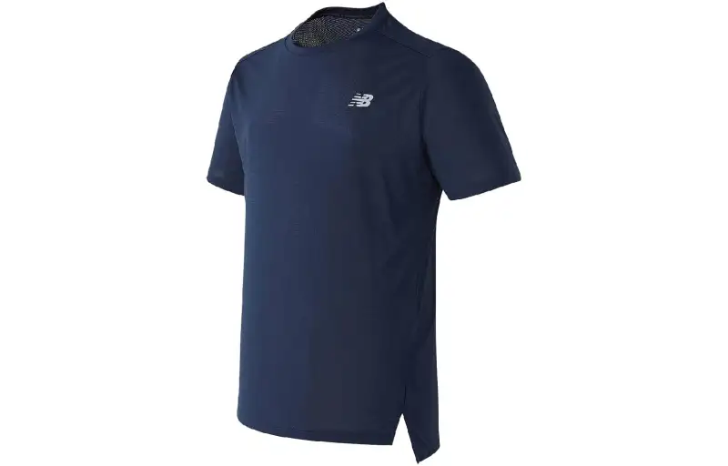 New Balance T Shirts Men's Dark Blue Crew Neck Moderate Straight Fit