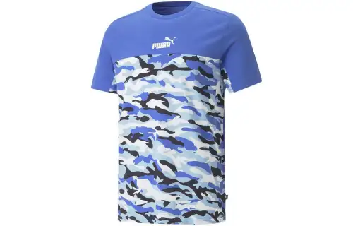 PUMA T Shirts Men's Blue Crew Neck Moderate Straight Fit