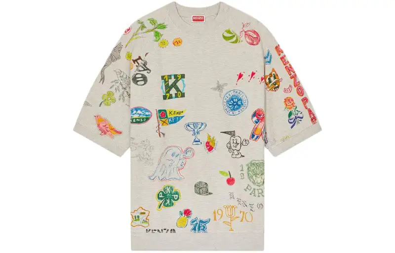 KENZO Allover Graphic Printed Crewneck T-Shirt