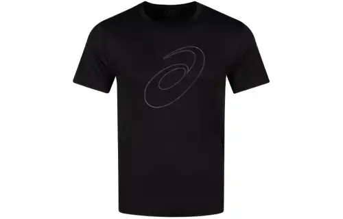 ASICS T Shirts Men's Black Crew Neck Moderate