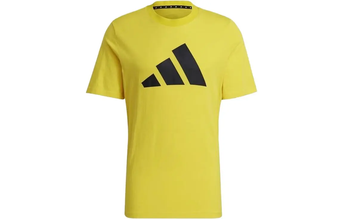 Adidas T-Shirts Men's Yellow Crew Neck Moderate Straight Fit