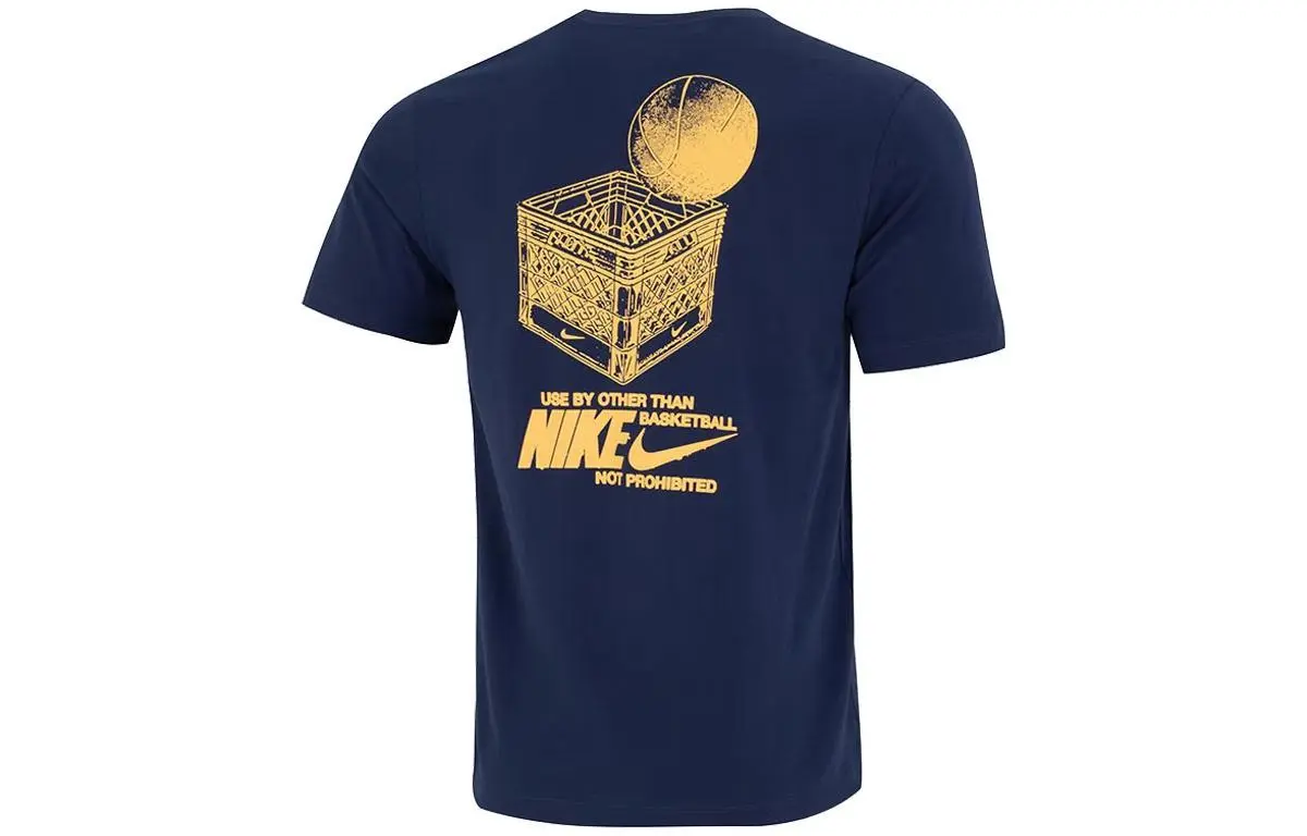 Nike T-Shirts Men's Navy Blue Crew Neck Moderate Straight Fit