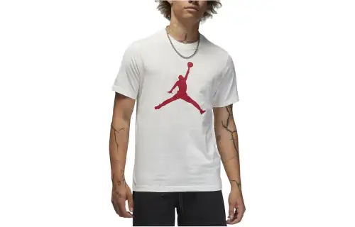 Jordan T Shirts Men's White Crew Neck Moderate Straight Fit