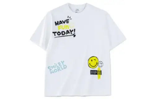 Anta x SmileyWorld Life Collection T Shirt Unisex Snowflake White
