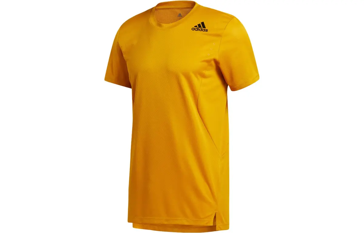 Adidas T-Shirts Men's Yellow Crew Neck Moderate