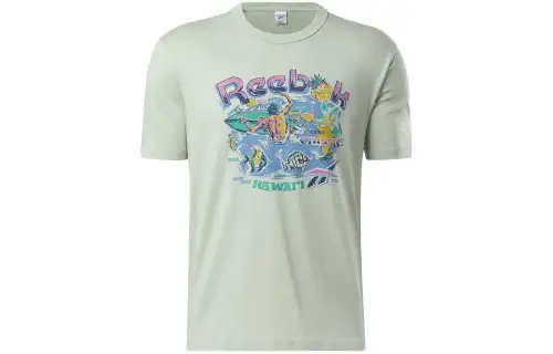 Reebok T Shirts Unisex Green Crew Neck Moderate Straight Fit