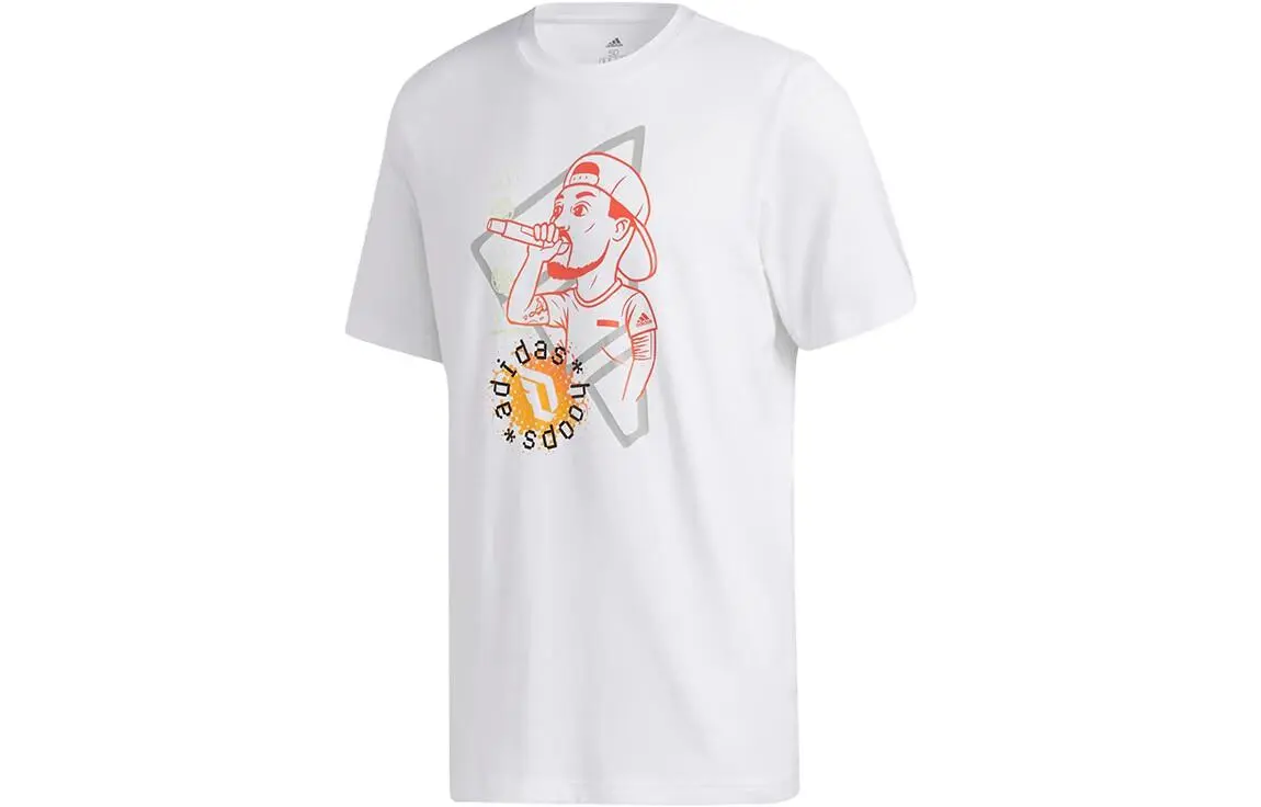 Adidas T-Shirts Men's White Crew Neck Moderate Straight Fit