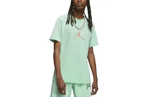 Jordan T Shirts Men's Green Crew Neck Moderate Straight Fit