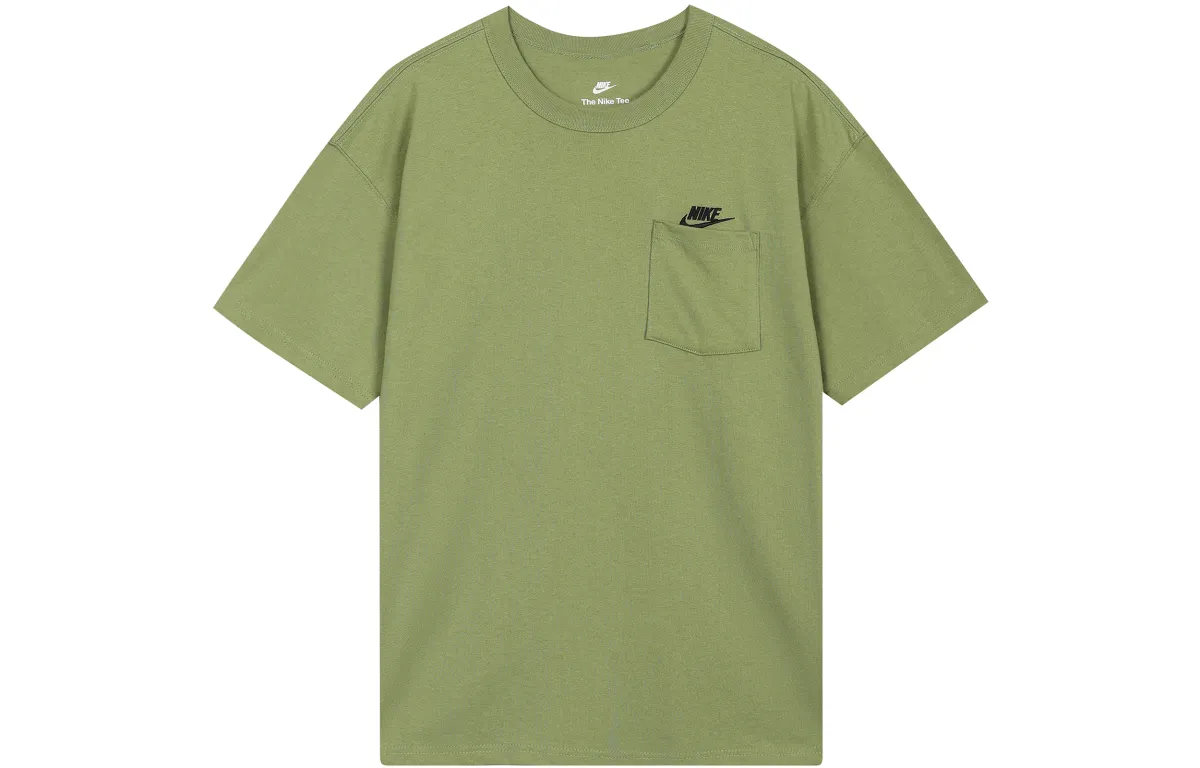 Nike T-Shirts Men's Green Crew Neck Moderate Straight Fit