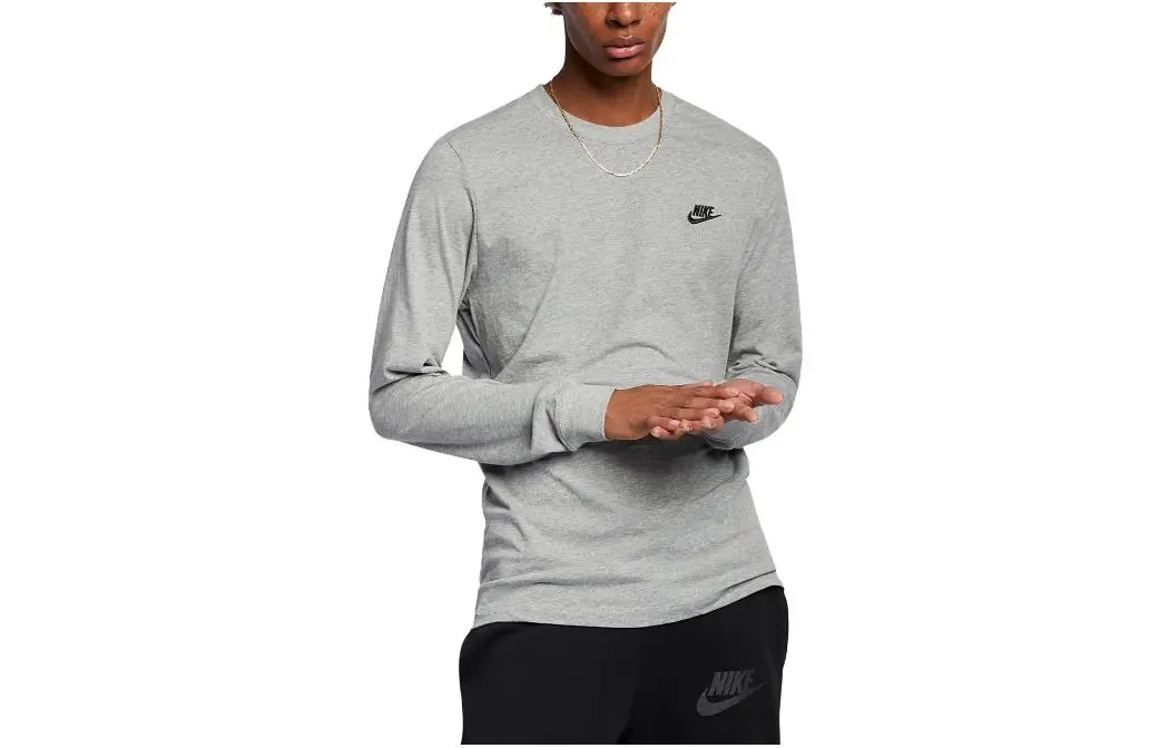 Nike T-Shirts Men's Light Gray Crew Neck Moderate Straight Fit