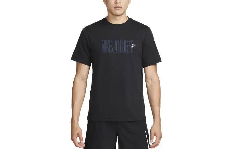 Nike T-Shirts Men's Black Crew Neck Moderate Straight Fit