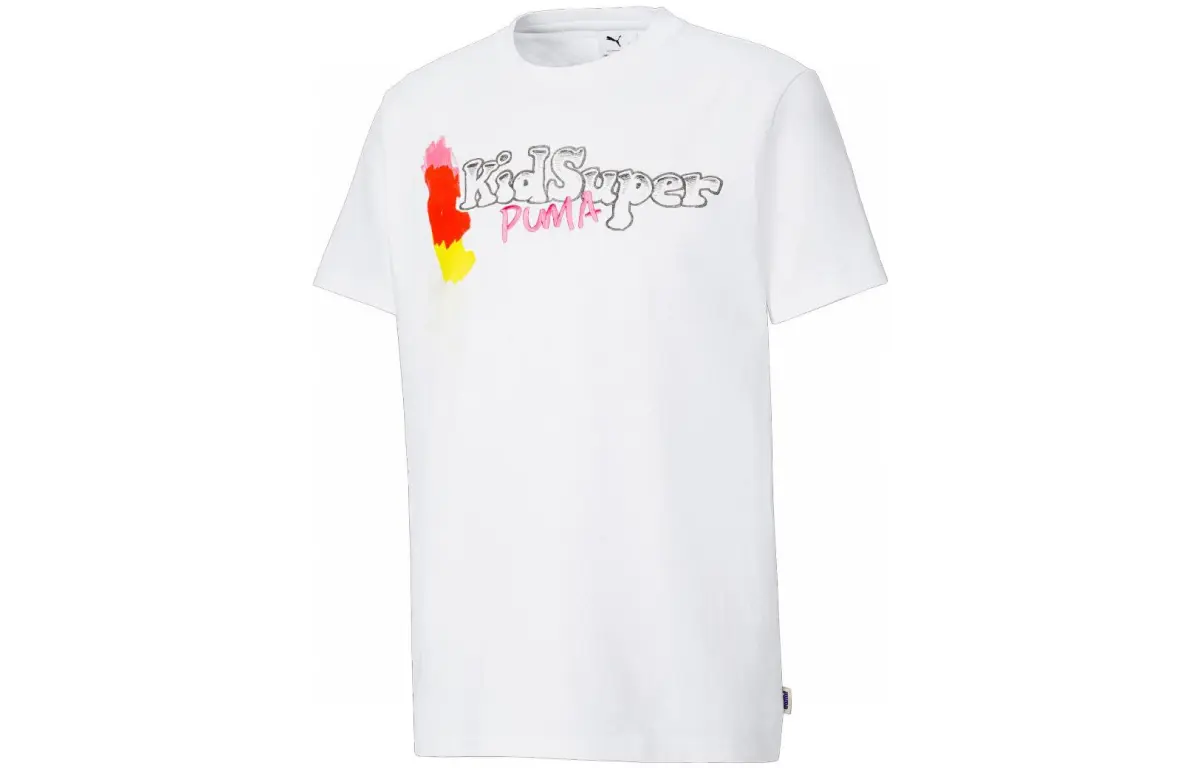 PUMA T-Shirts Men's White Crew Neck Moderate Straight Fit