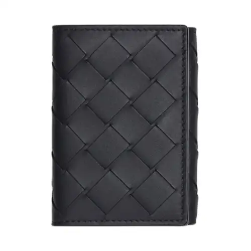 Bottega Veneta Intrecciato Cow Leather Wallet Men's Black