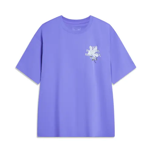 Li Ning Drop Shoulder Sleeve T Shirt Unisex Very Peri Purple