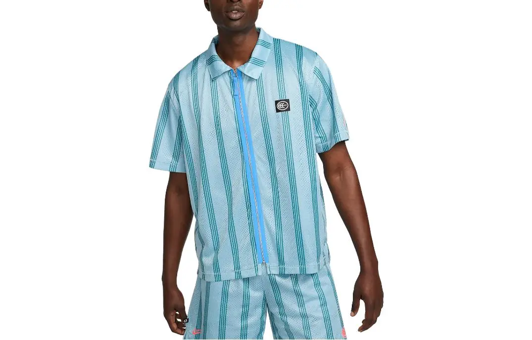 Nike T-Shirts Men's Sky Blue Polo Collar Moderate Straight Fit