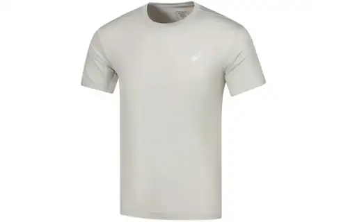 ASICS T Shirts Men's Gray Crew Neck Moderate Straight Fit