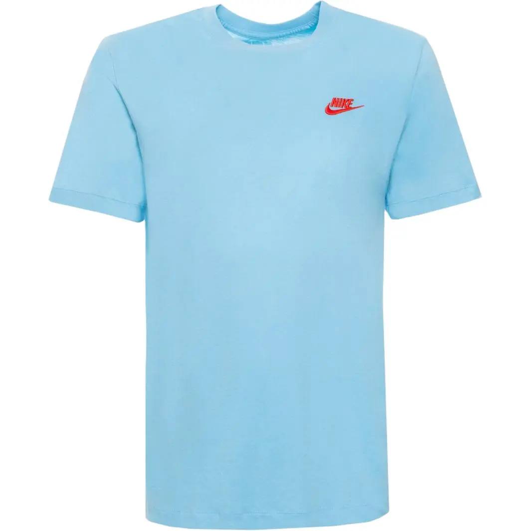 Nike T-Shirts Unisex Sky Blue Crew Neck Moderate Straight Fit