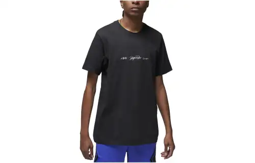 Jordan T Shirts Men's Black Crew Neck Moderate Straight Fit