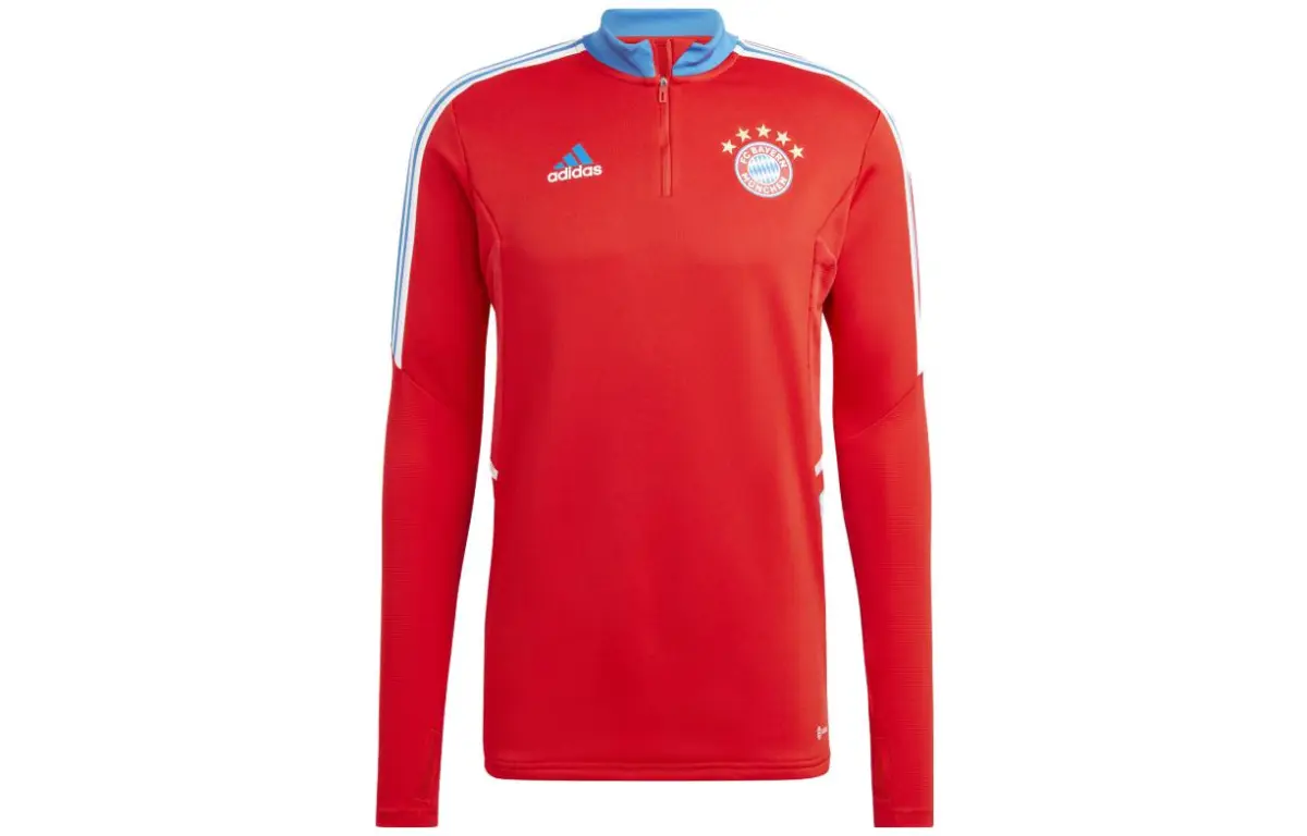 Adidas T-Shirts Men's Red Stand Collar Moderate Straight Fit