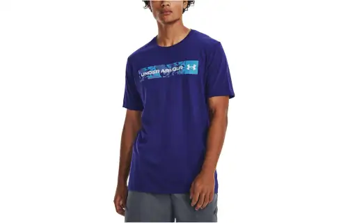 Under Armour T Shirts Men's Blue Crew Neck Moderate Straight Fit