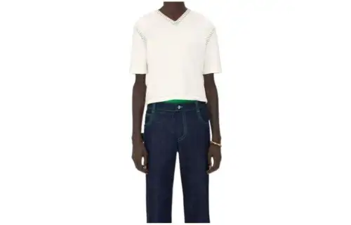 Bottega Veneta T Shirts Men's White V Neck Moderate Straight Fit