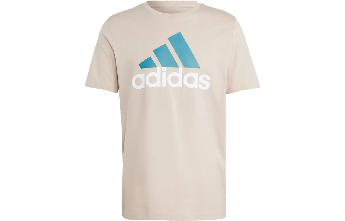 Adidas Essential T-Shirts Men's Beige Crew Neck Moderate Straight Fit