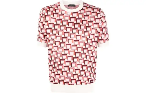 PRADA T Shirts Men's Pink Crew Neck Moderate Straight Fit