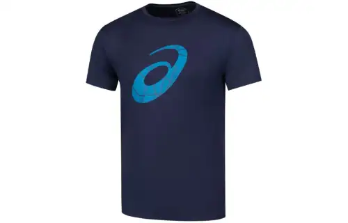 ASICS T Shirts Men's Navy Blue Crew Neck Moderate