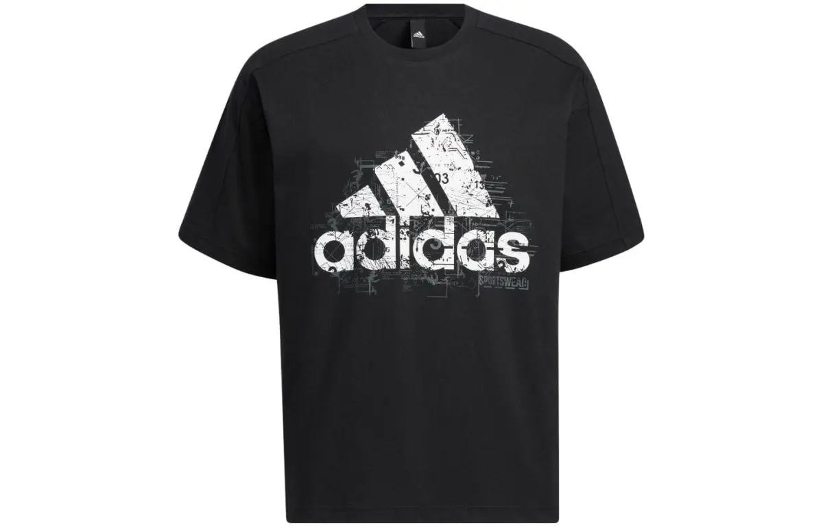 Adidas T-Shirts Men's Black Crew Neck Moderate Straight Fit