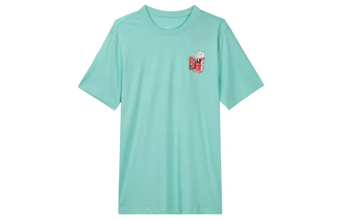 Nike T-Shirts Men's Green Crew Neck Moderate Straight Fit
