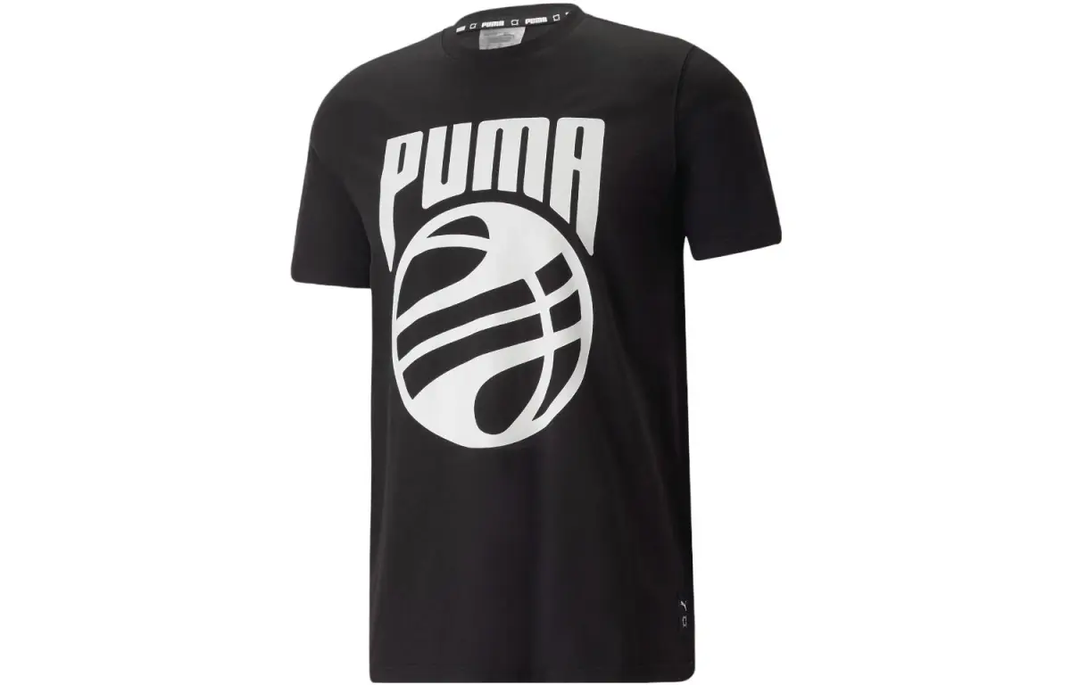 PUMA T-Shirts Men's Black Crew Neck Thin Straight Fit