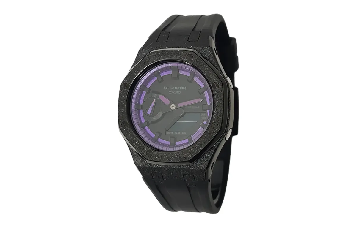CASIO Custom Collection Electronic Movement Fluoroelastomer Strap Watch Men's Watches Black Dial