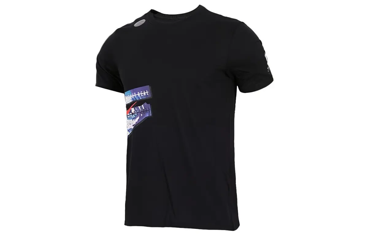 Nike T-Shirts Men's Black Crew Neck Moderate Straight Fit