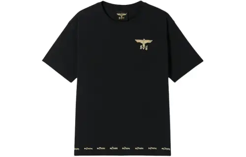 Boy London T Shirts Unisex Black Crew Neck Moderate Straight Fit
