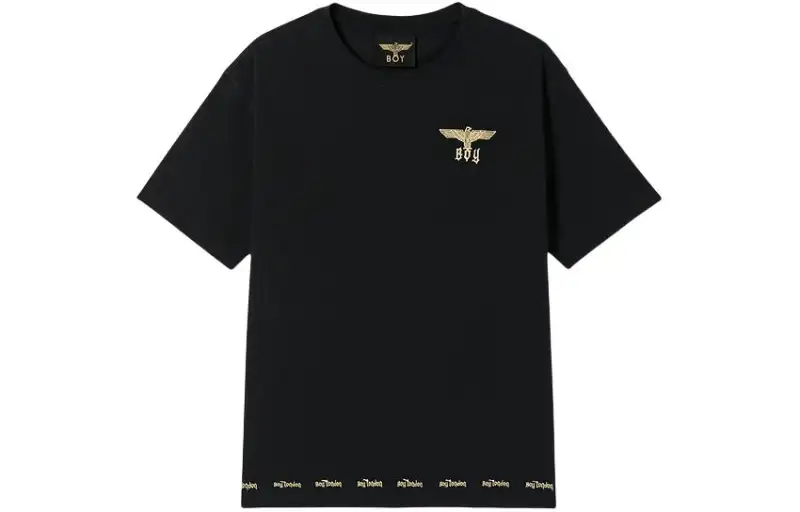 Boy London T Shirts Unisex Black Crew Neck Moderate Straight Fit