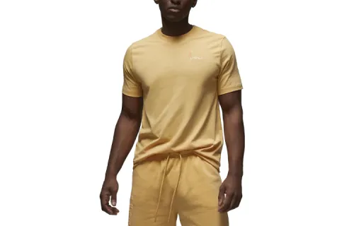 Jordan Time To Shine T Shirts Men's Gold Crew Neck Moderate Straight Fit