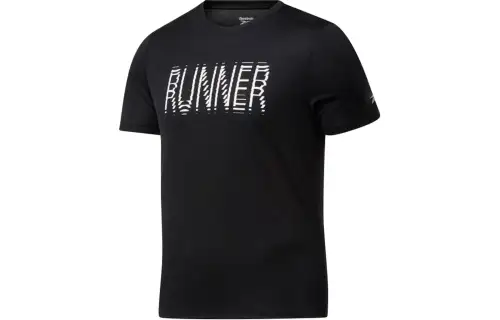 Reebok T Shirts Men's Black Crew Neck Moderate Straight Fit
