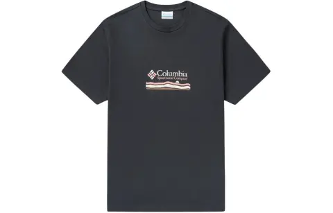 Columbia T-Shirts Men's Black Crew Neck Moderate Straight Fit