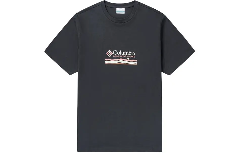 Columbia T-Shirts Men's Black Crew Neck Moderate Straight Fit
