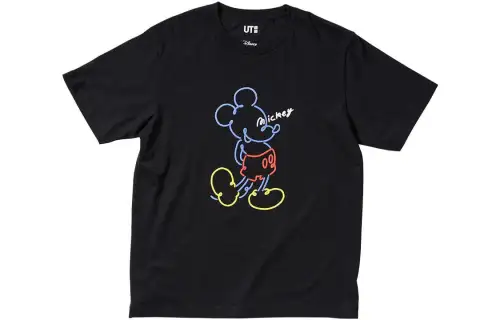 UNIQLO T Shirts Unisex 09 Black Crew Neck Moderate Straight Fit